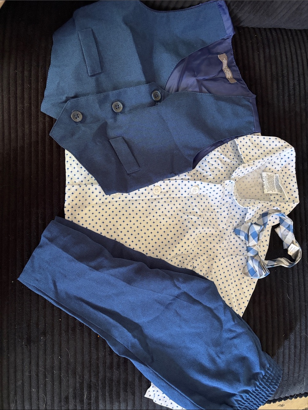 Boys Navy Blue Vest, Shirt & Pants Set with Bow Tie